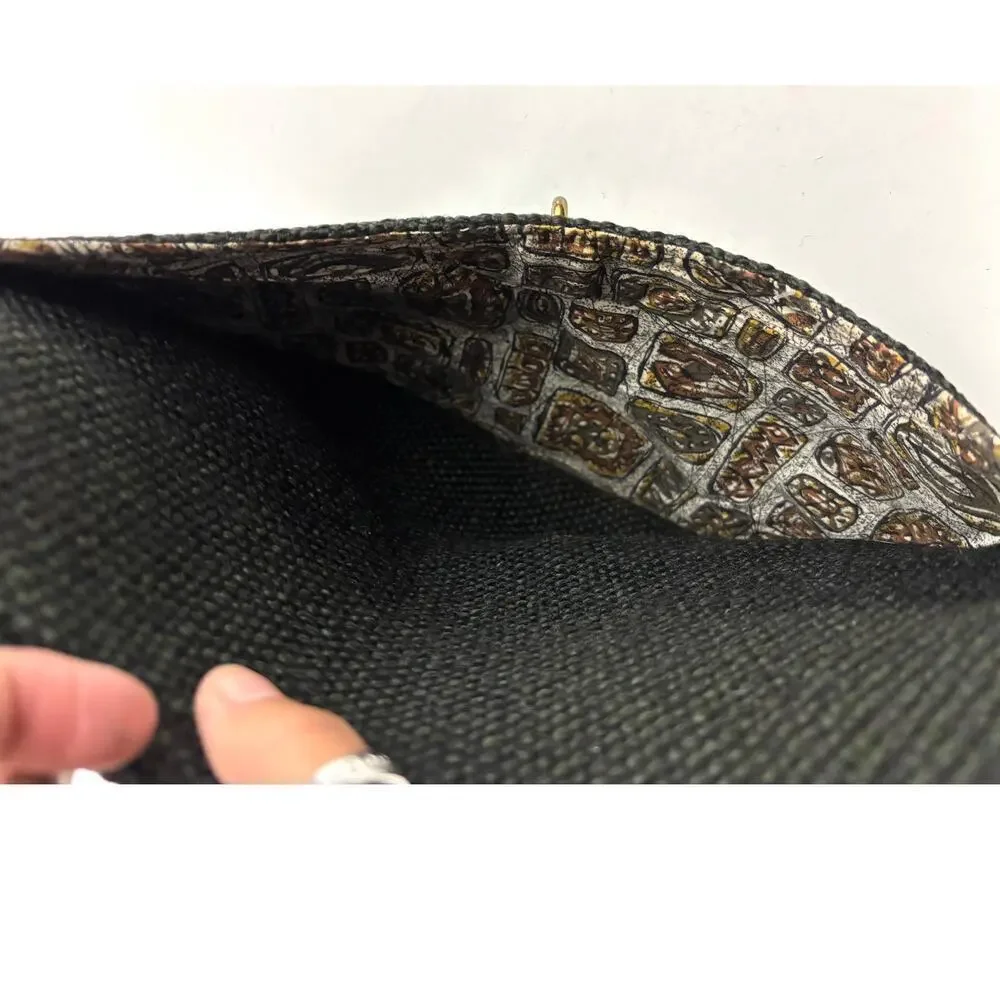 VTG 1970s Charcoal Black Tweed‎ Hobo Bag Gold Hardware Unique